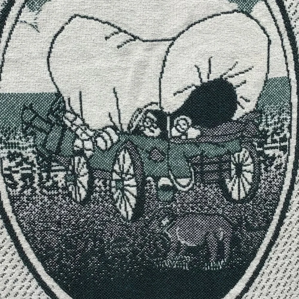 Laura Ingalls Wilder Vintage Throw Birthplace Wisconsin Dark Green Blanket